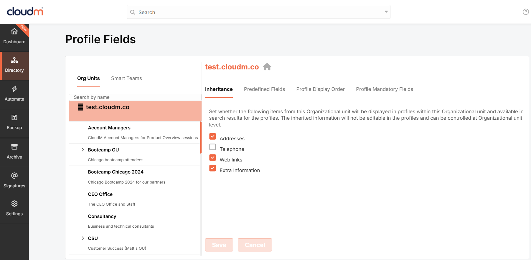 Profile Fields Interface Overview