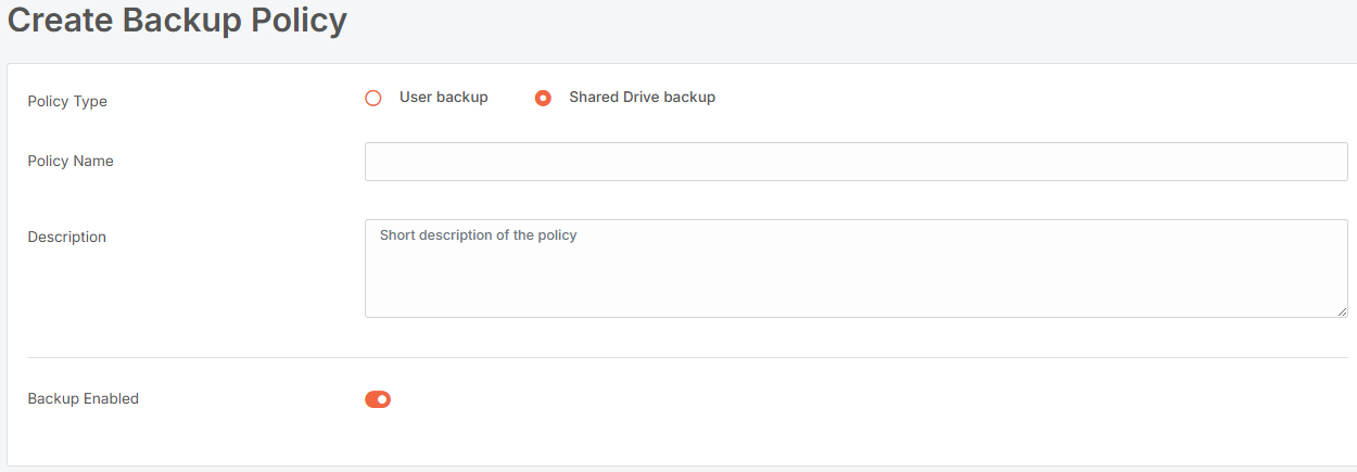 Create a Shared Drive Backup Policy