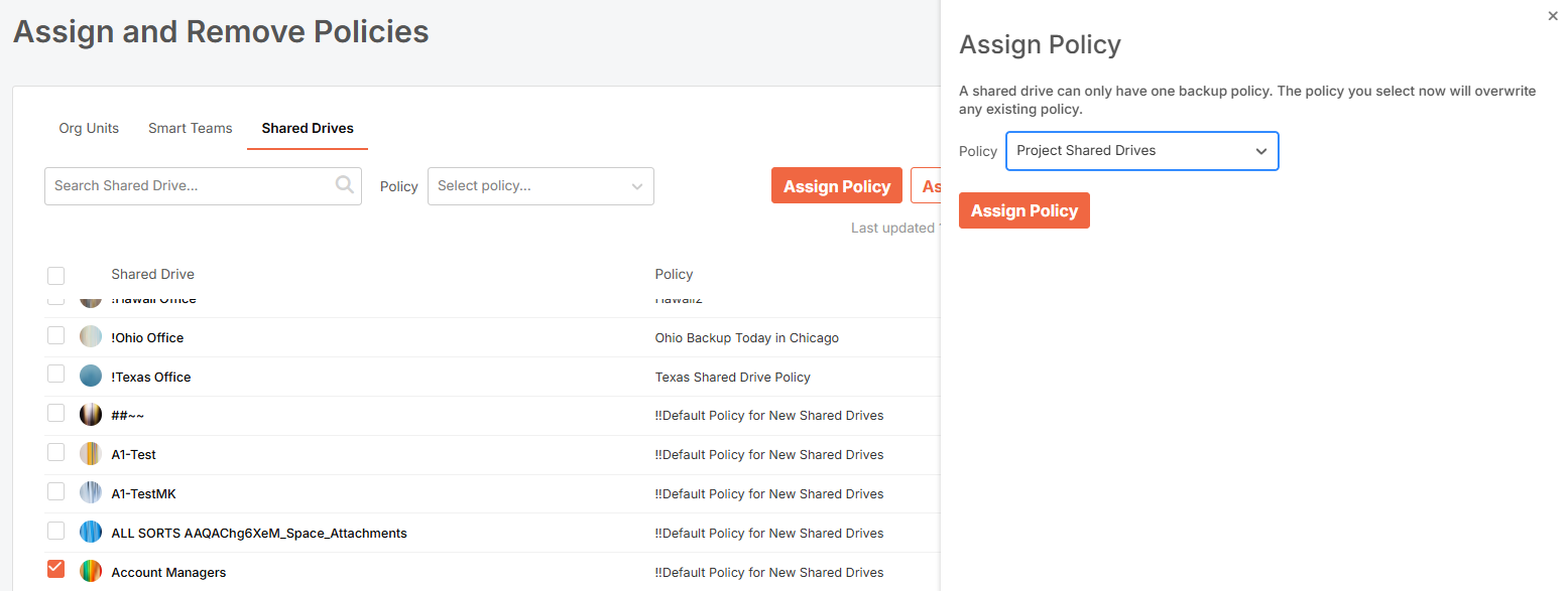 Assign policy to Shared Drive