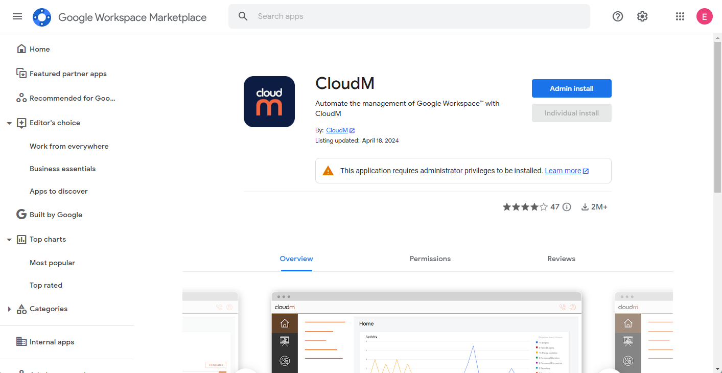 CloudM in the Marketplace