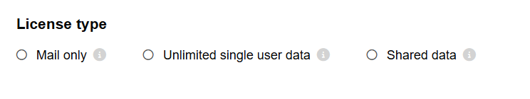 Microsoft Licence Type Selection