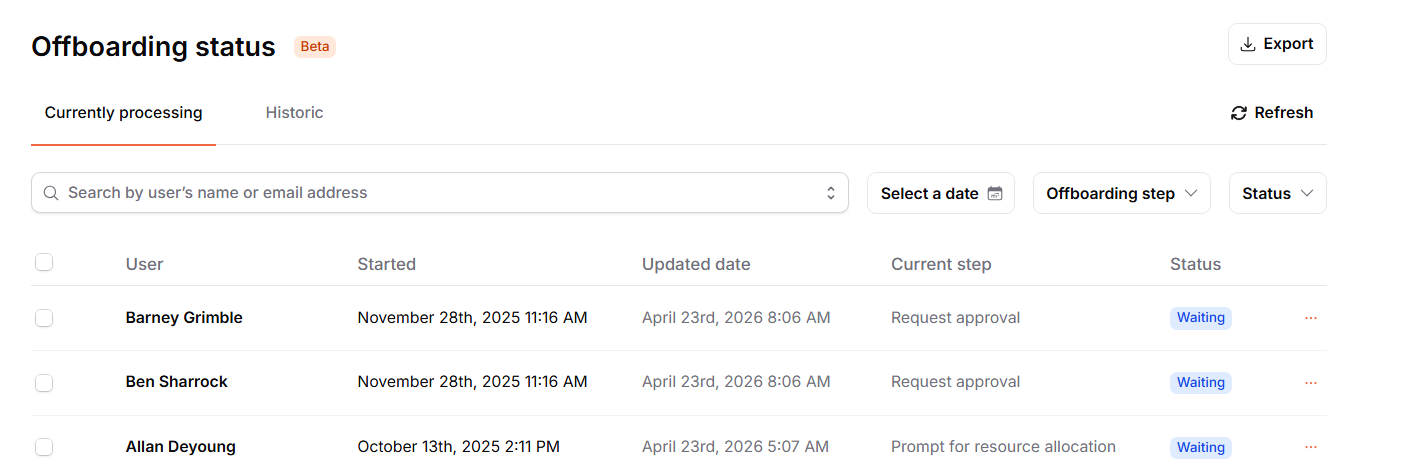 Processing tab
