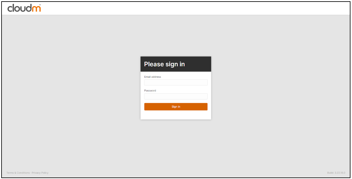 login page screenshot