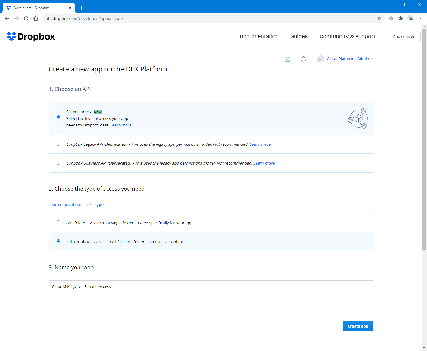 dropbox developer metadata