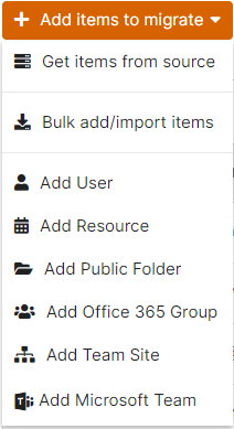 Add items to migrate dropdown