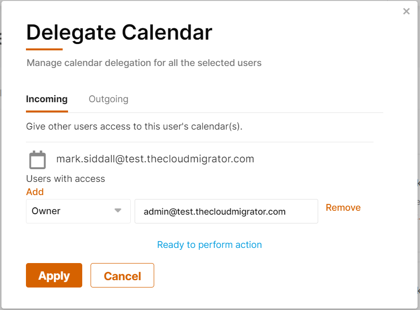 Delegate calendar incoming